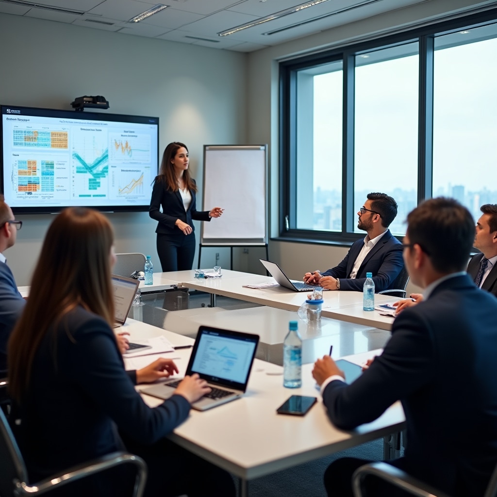 Management team learning advanced inventory control systems and procedures